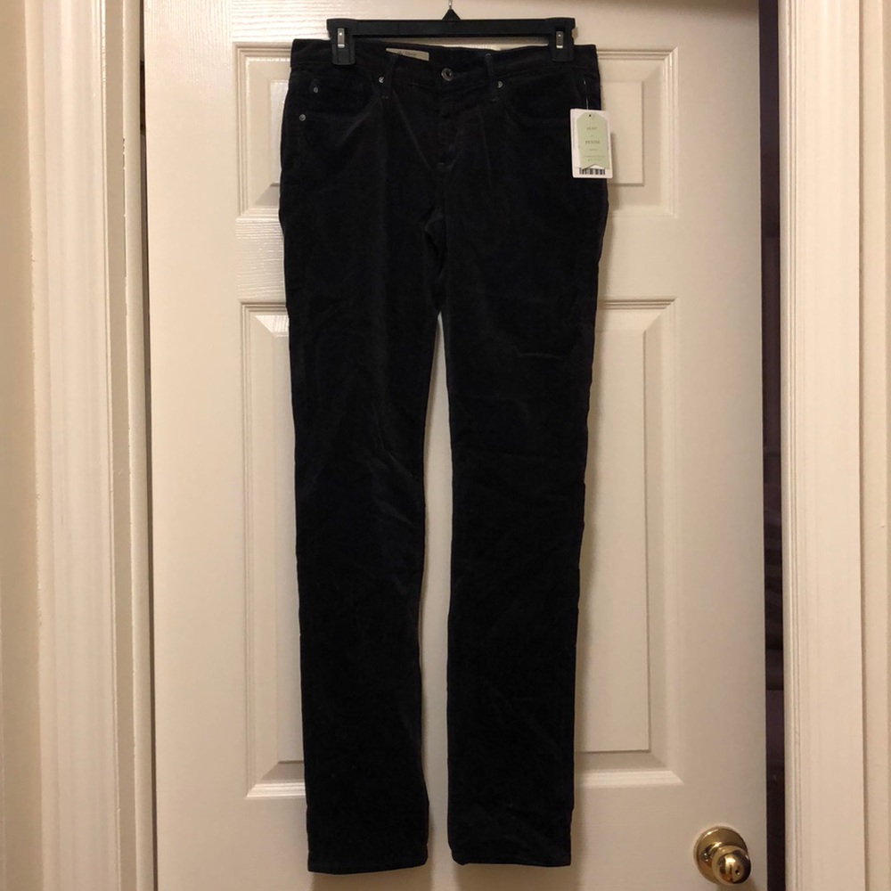 AG The Stevie Slim Straight Cords- Color Charcoal